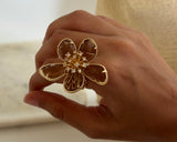 Crystal Flower Statement Ring