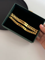 Personalised Name Link Chain Bracelet - Couple Set with gift box and note