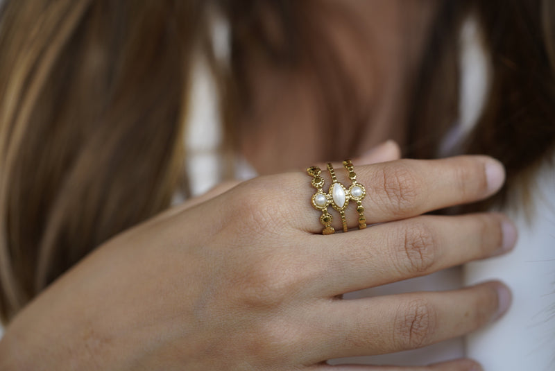 Gold Moonstone Ring