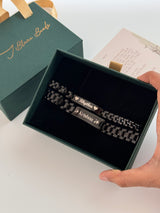 Personalised Name Link Chain Bracelet - Couple Set with gift box and note