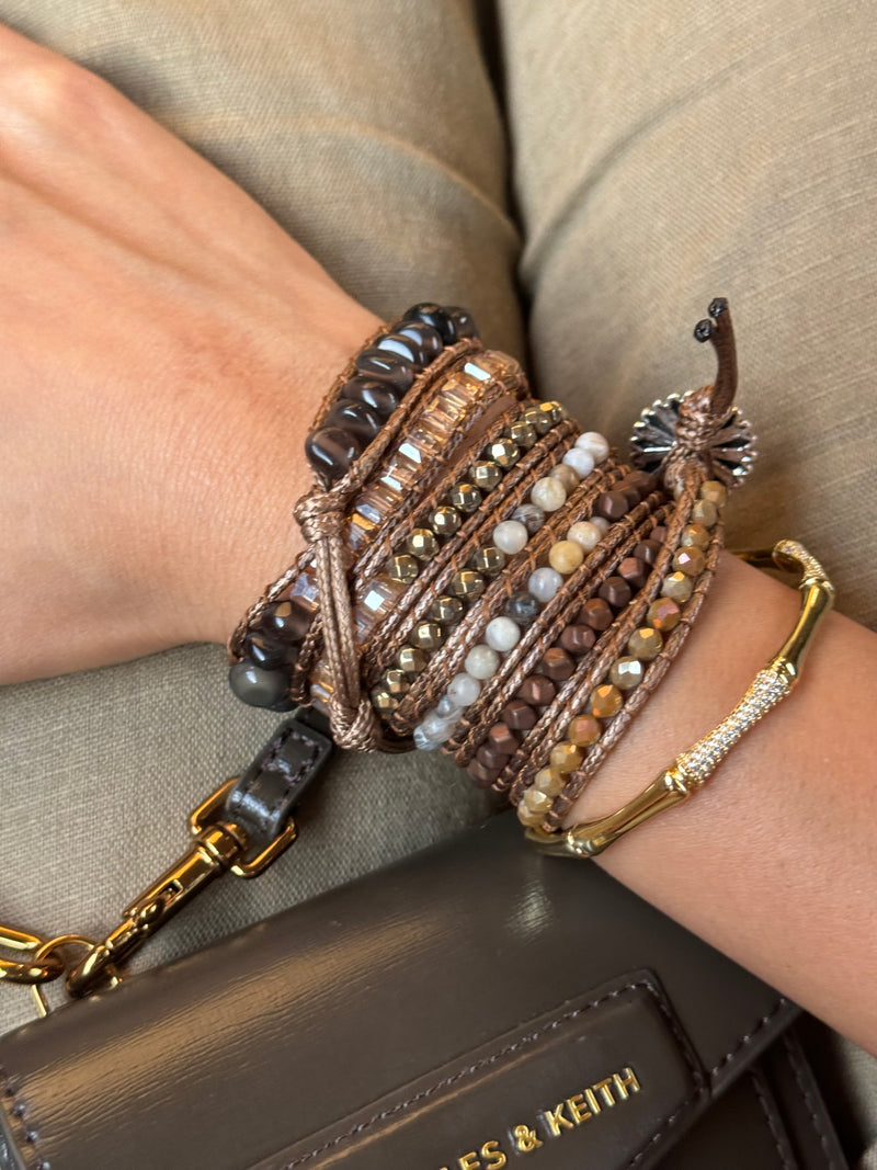 Champagne Beaded Wrap Bracelet