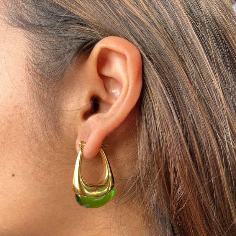 Jade Drop Hoop Earrings