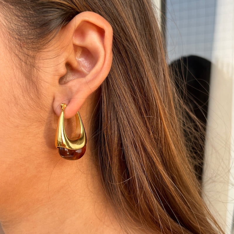 Half Hazel Drop Hoop Earrings