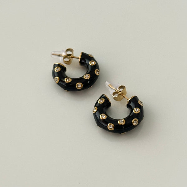 Black Sparkle Hoops