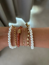 Frosty Pink Stones & Pearl Wrap Bracelet