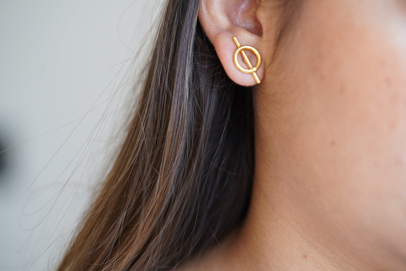 Circle Gold Chain Detachable Earrings