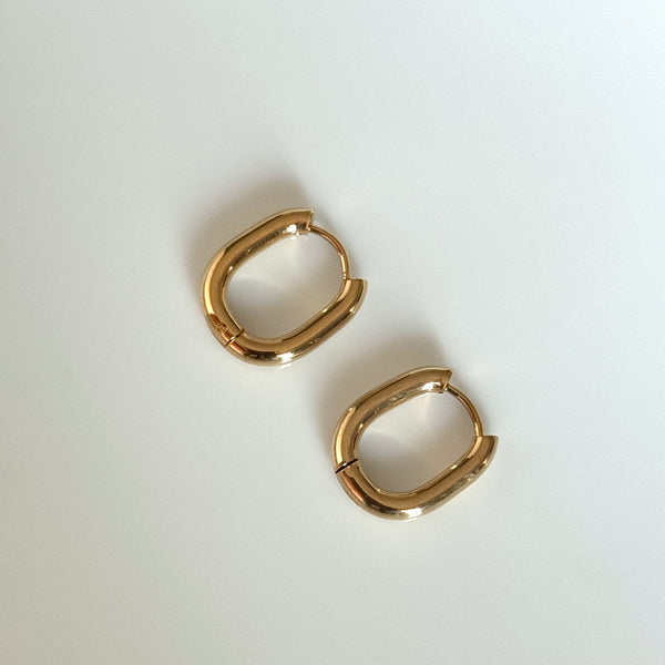 Gold Oval Hoops