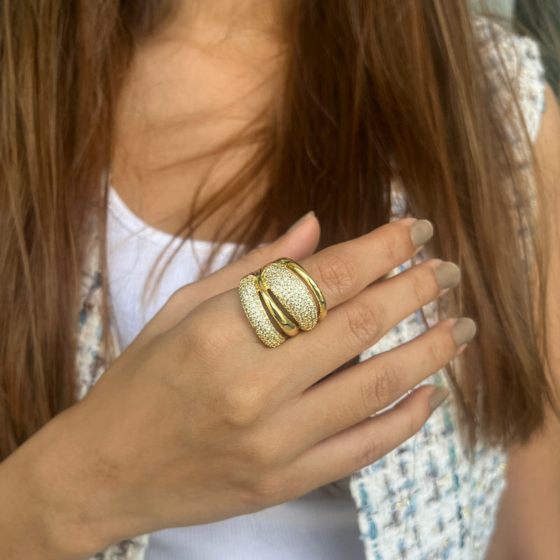 Studded Gold Layered Ring