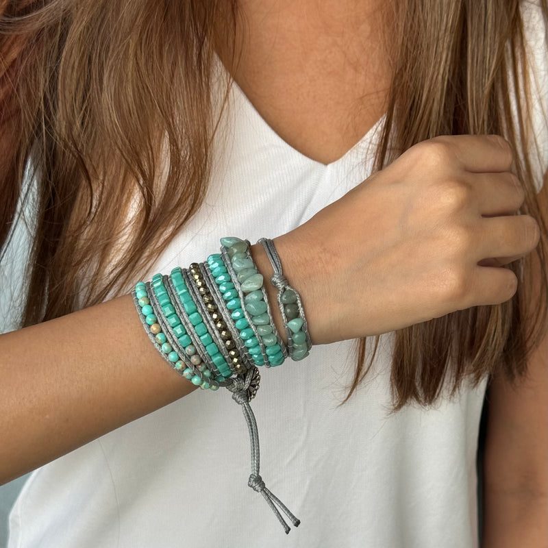 Caribbean Turquoise Beaded Wrap Bracelet