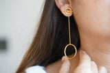 Circle Gold Chain Detachable Earrings