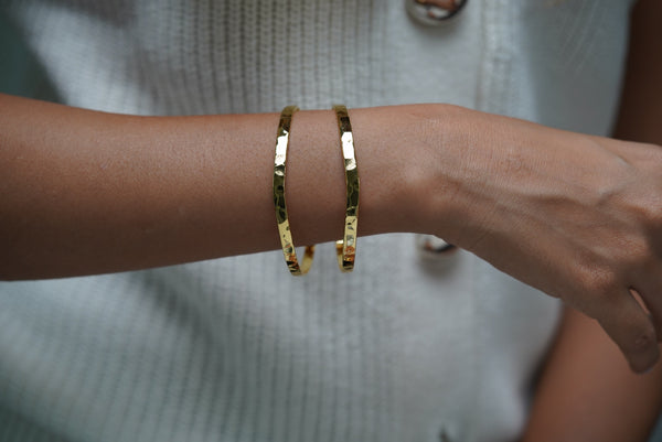 Wide Hammered Gold Cuff