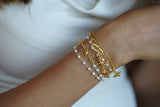 Gold Stars and Pearl Wrap Bracelet