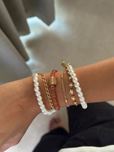 Frosty Pink Stones & Pearl Wrap Bracelet