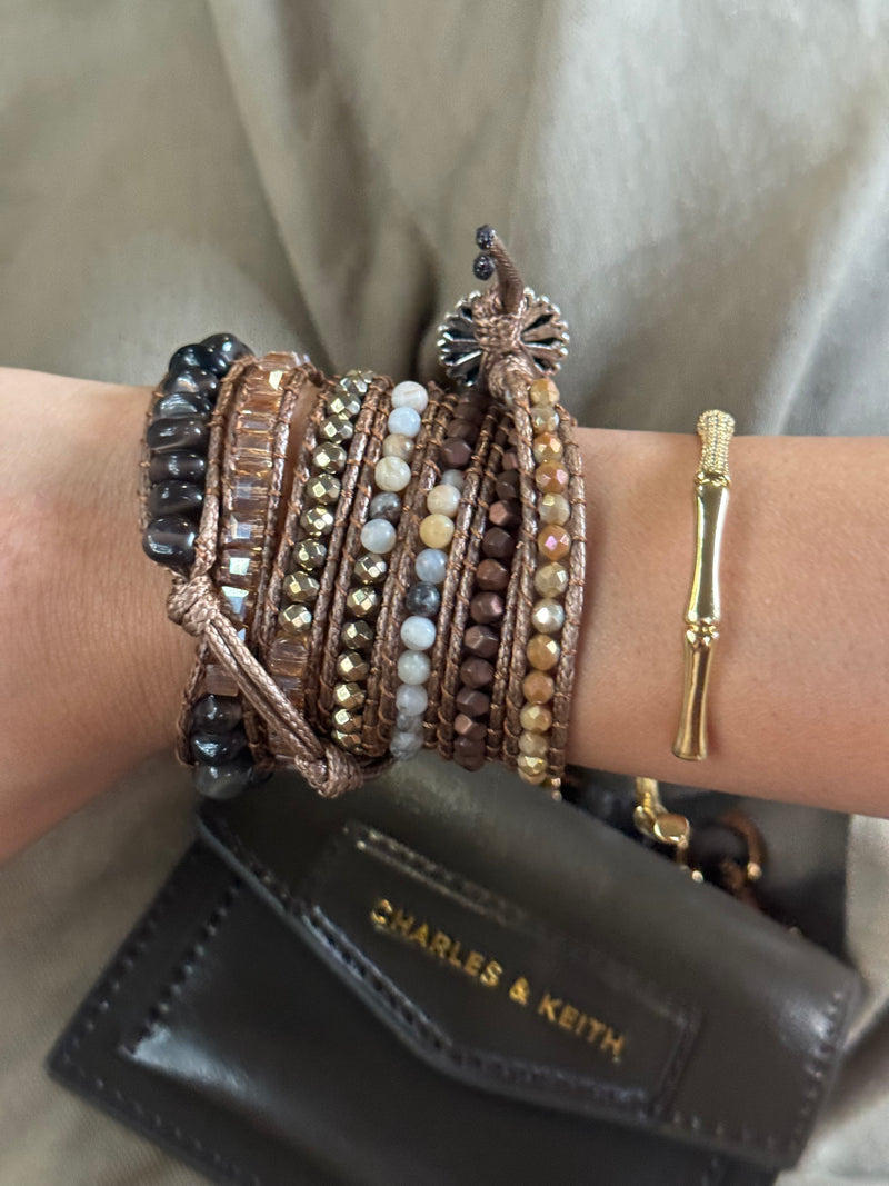 Champagne Beaded Wrap Bracelet