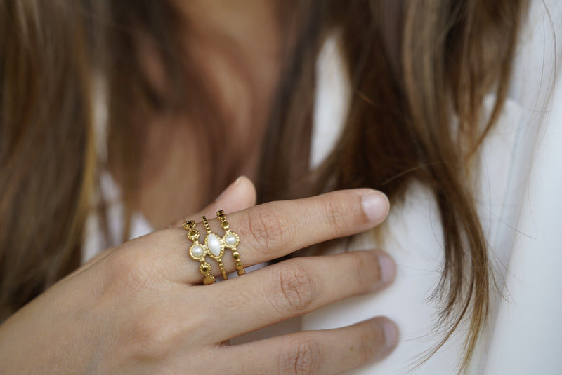 Gold Moonstone Ring