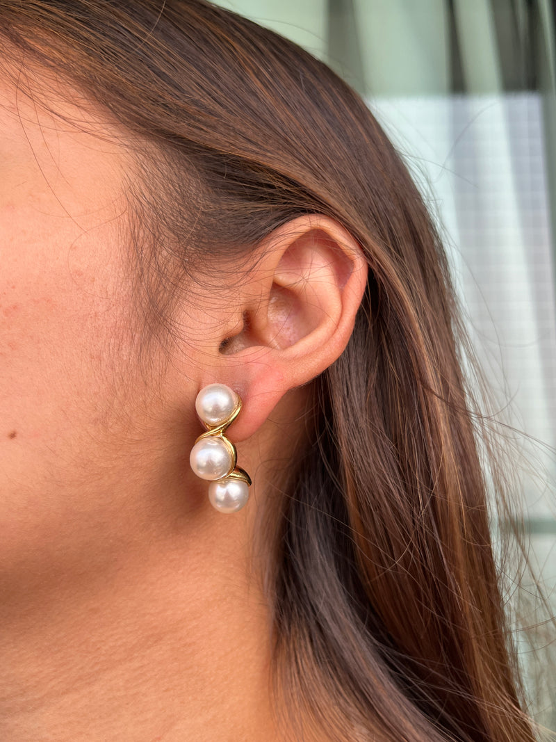 Pearl Half Hoops