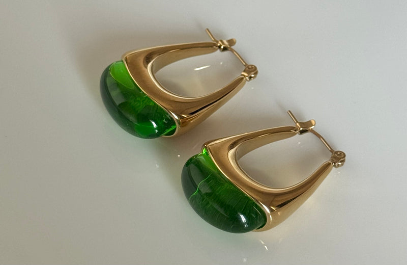 Jade Drop Hoop Earrings