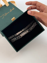 Personalised Name Link Chain Bracelet - Couple Set with gift box and note