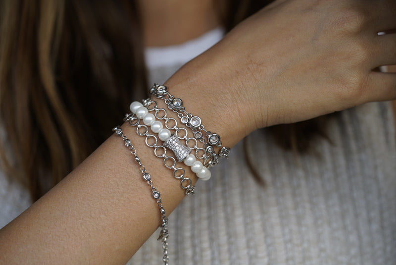 Oceanic Silver Pearl Wrap Bracelet