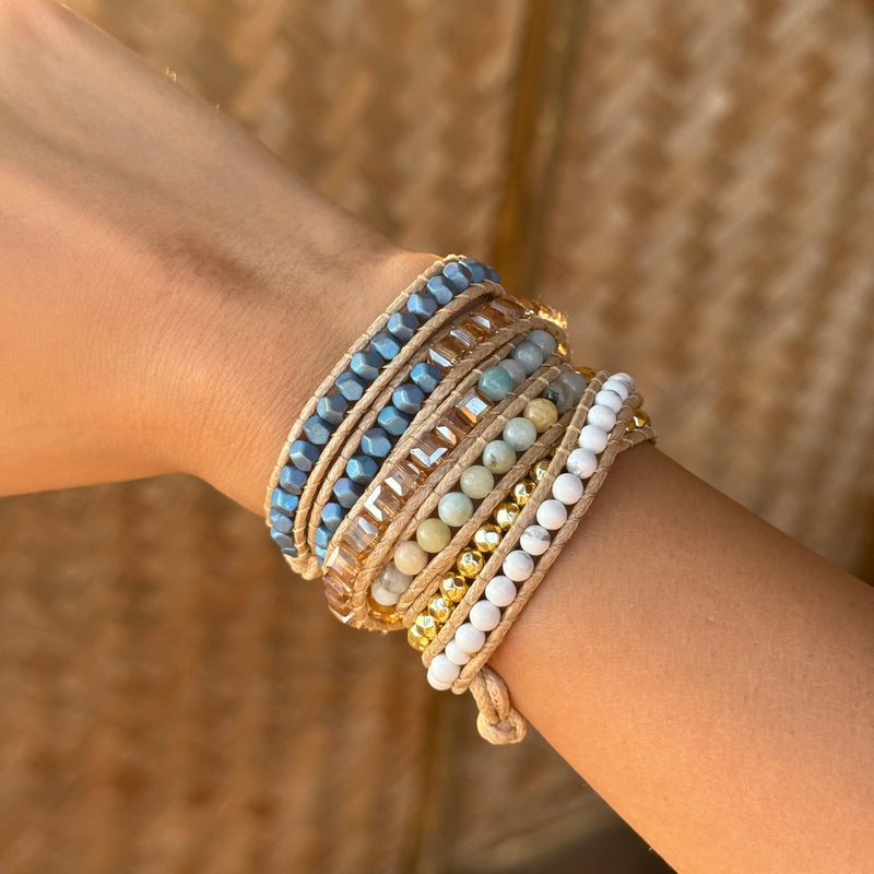 Blue Dunes Beaded Wrap Bracelet