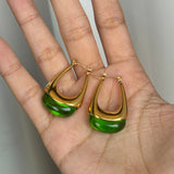 Jade Drop Hoop Earrings