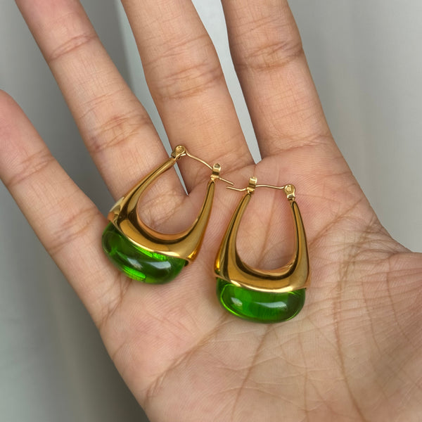 Jade Drop Hoop Earrings