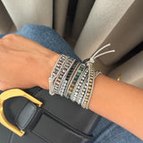 Twilight Grey Beaded Wrap Bracelet