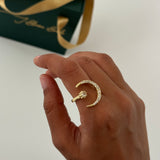 Moon & Star Studded Ring