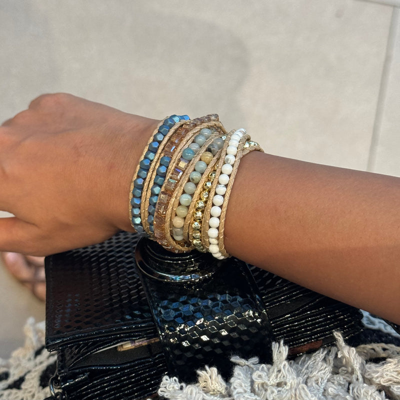 Blue Dunes Beaded Wrap Bracelet