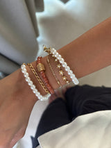 Frosty Pink Stones & Pearl Wrap Bracelet