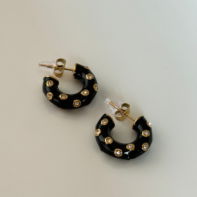 Black Sparkle Hoops