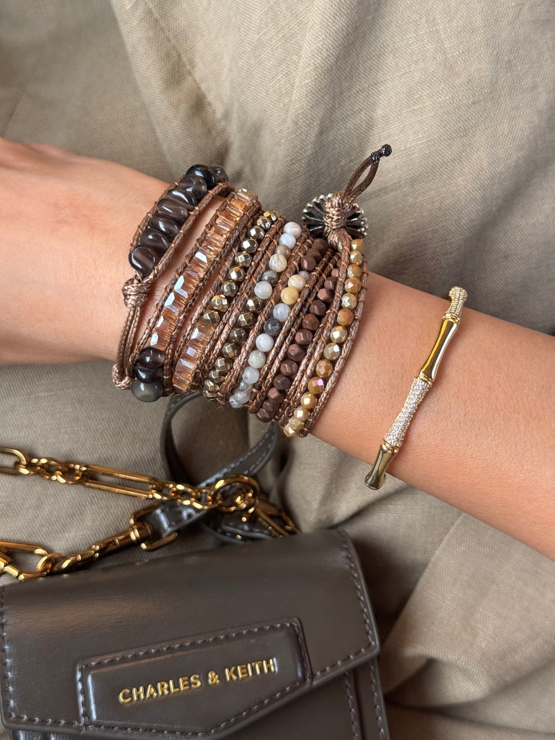 Champagne Beaded Wrap Bracelet