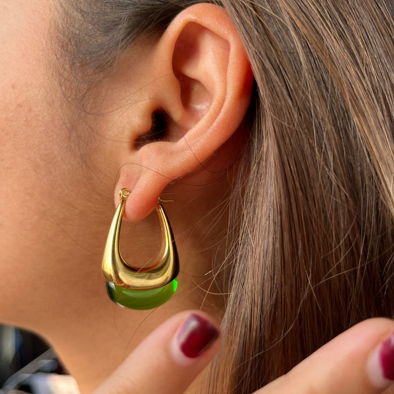 Jade Drop Hoop Earrings