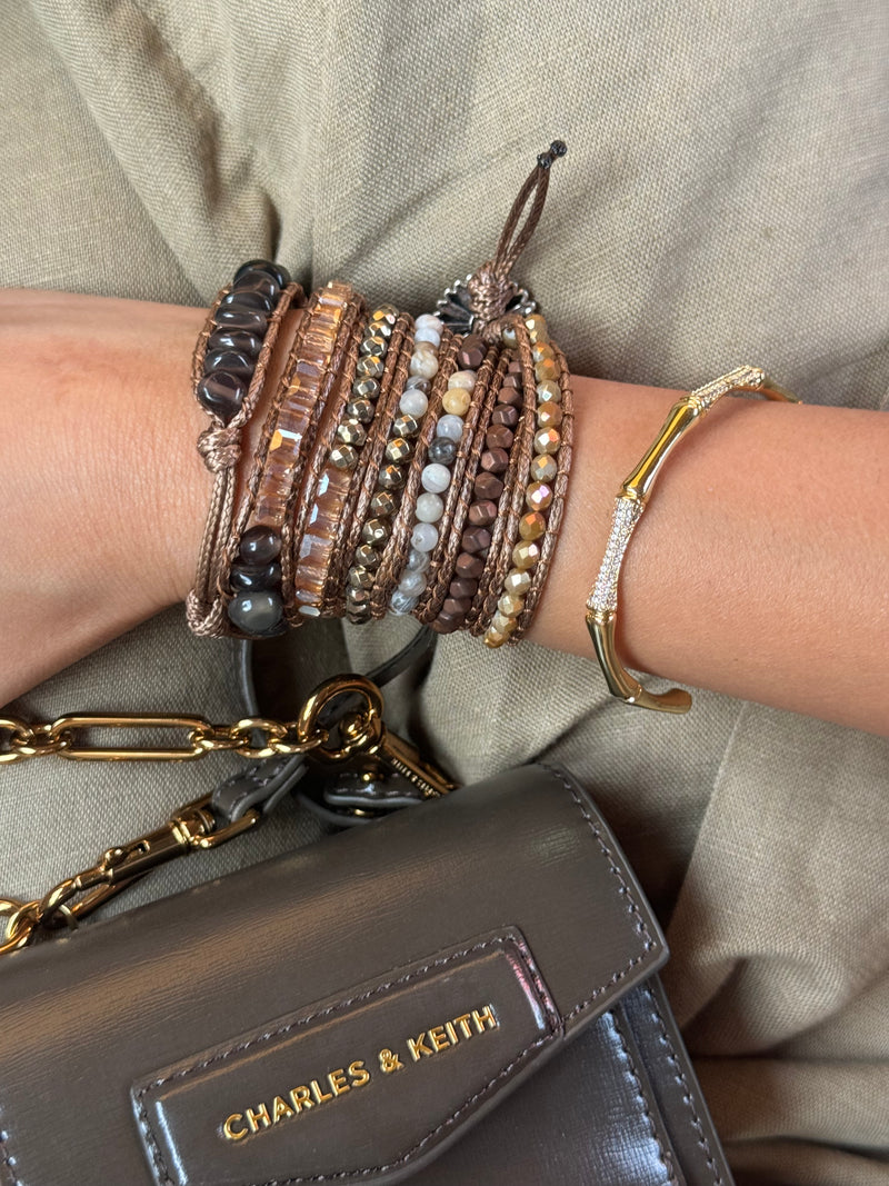 Champagne Beaded Wrap Bracelet