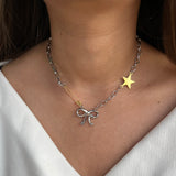 Pin Bow Star Necklace