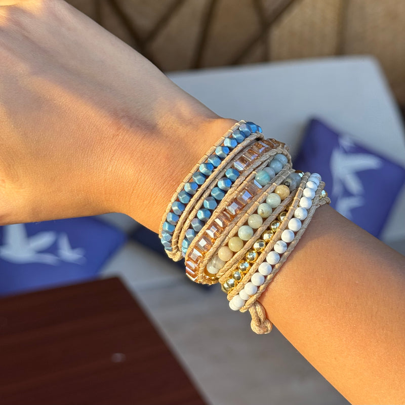 Blue Dunes Beaded Wrap Bracelet