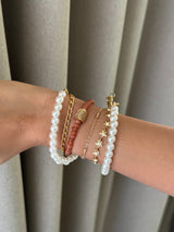 Frosty Pink Stones & Pearl Wrap Bracelet