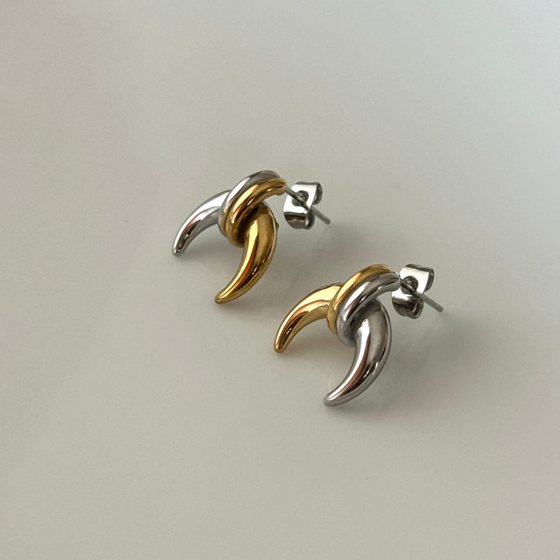 Silver Gold Moon Earrings