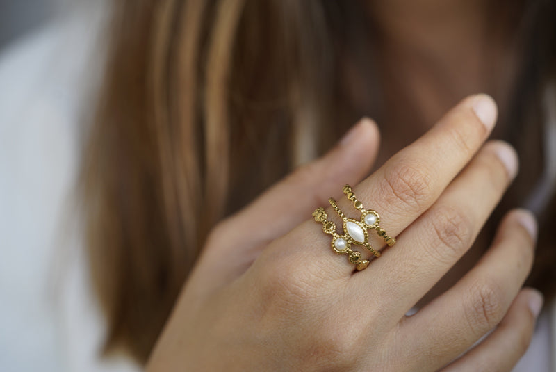 Gold Moonstone Ring