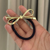 Set of 2 - Gold Glossy Hair Cuffs - Luna & Bow knot