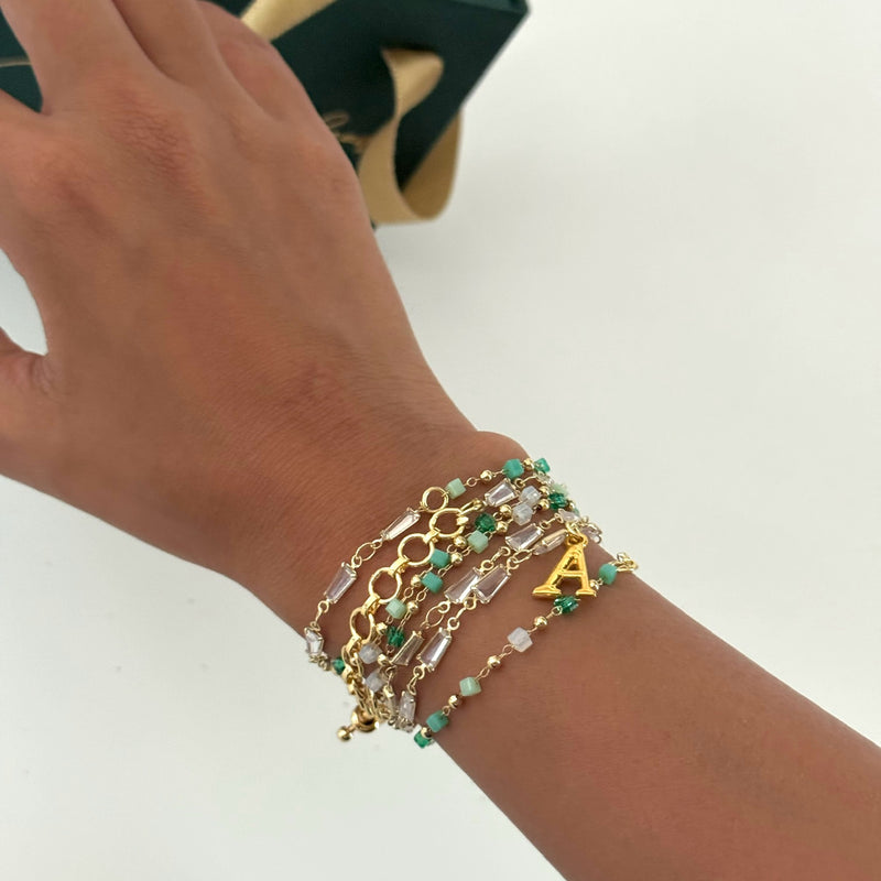 Sunset Jade Wrap Bracelet with Initial