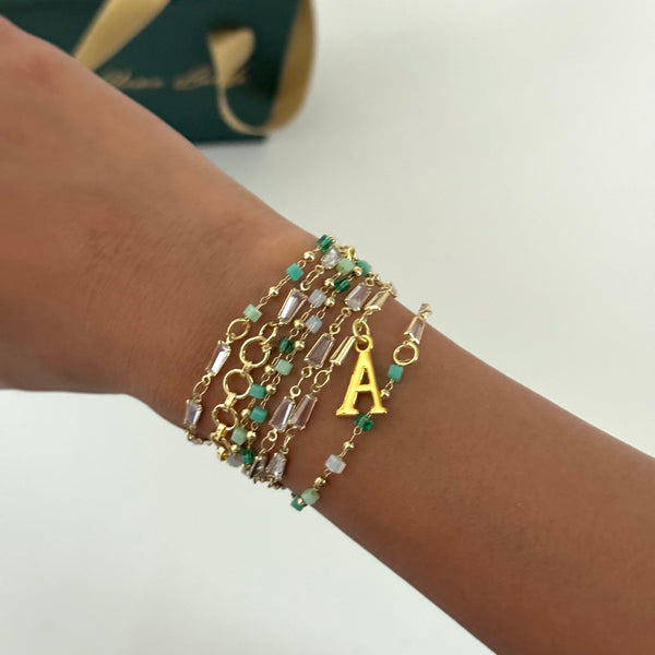 Sunset Jade Wrap Bracelet with Initial