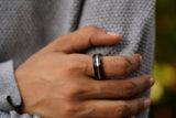 Black Ring with Silver band