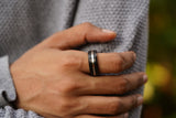 Black Ring with Silver band