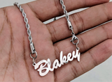 Personalized Name necklace for men with stainless steel rope chain