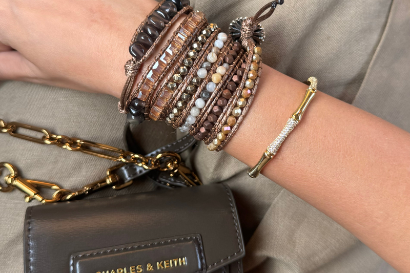 Champagne Beaded Wrap Bracelet