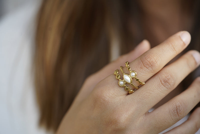 Gold Moonstone Ring