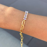 Paperclip Baguette Tennis Bracelet