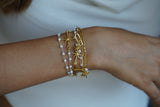 Gold Stars and Pearl Wrap Bracelet