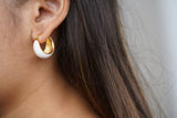 Pearl White Enamel Hoops